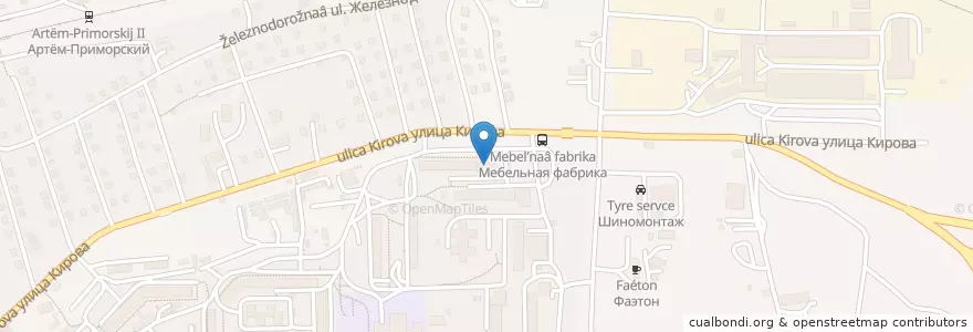 Mapa de ubicacion de Харбин en 러시아, Дальневосточный Федеральный Округ, 프리모르스키 지방, Артёмовский Городской Округ.
