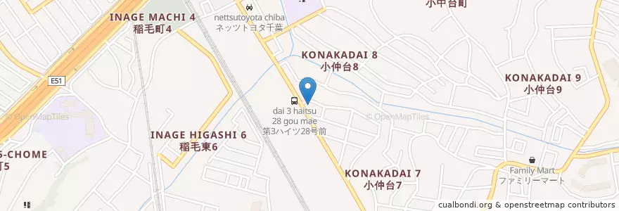 Mapa de ubicacion de エービン(AVIN) en 일본, 지바현, 千葉市, 稲毛区.