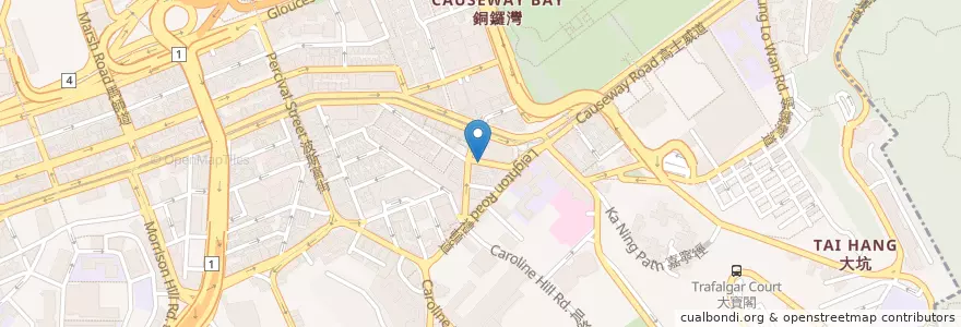 Mapa de ubicacion de 紫來坊素食料理 Harmony Village Vegetarian en Chine, Guangdong, Hong Kong, Île De Hong Kong, Nouveaux Territoires, 灣仔區 Wan Chai District.