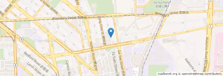 Mapa de ubicacion de 山東餃子館 en 중국, 광둥성, 홍콩, 가우룽, 신제, 油尖旺區 Yau Tsim Mong District.