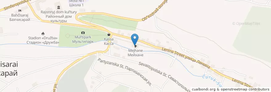 Mapa de ubicacion de Мейхане en روسيا, منطقة فيدرالية جنوبية, جمهورية القرم ذاتية الحكم, جمهورية القرم, مقاطعة باختشيساراي, مستوطنة باختشيساراي الحضرية.