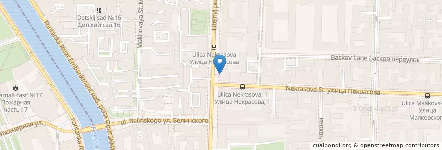 Mapa de ubicacion de Корчма Сало en ロシア, 北西連邦管区, レニングラード州, サンクト ペテルブルク, Центральный Район, Литейный Округ.