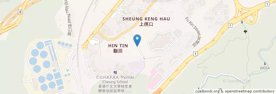 Mapa de ubicacion de 顯徑小巴總站 Hin Keng Minibus Terminus en China, Provincia De Cantón, Hong Kong, Nuevos Territorios, 沙田區 Sha Tin District.