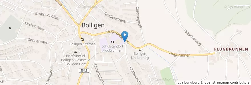 Mapa de ubicacion de Briefeinwurf Bolligen, Stegacker en İsviçre, Bern/Berne, Verwaltungsregion Bern-Mittelland, Verwaltungskreis Bern-Mittelland, Bolligen.