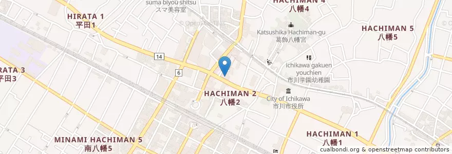 Mapa de ubicacion de 東京ベイ信用金庫 en Japon, Préfecture De Chiba, 市川市.