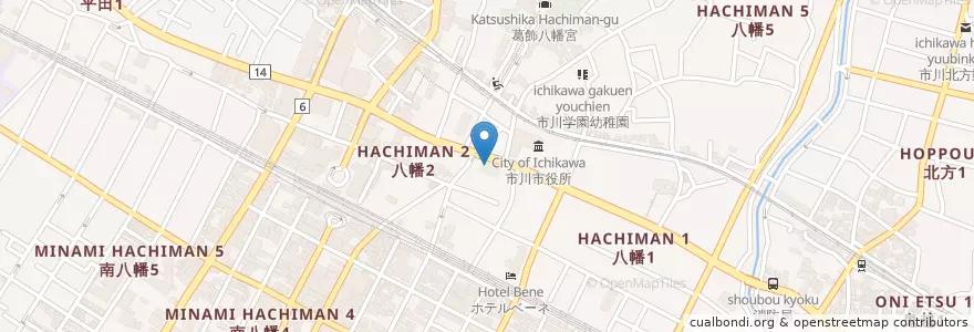 Mapa de ubicacion de 不知森神社 en 日本, 千葉県, 市川市.