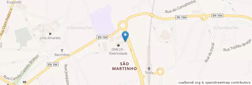 Mapa de ubicacion de Grão de Aroma en البرتغال, المنطقة الشمالية (البرتغال), Área Metropolitana Do Porto, بورتو, Trofa, Bougado.