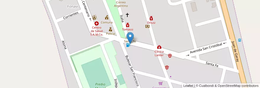 Mapa de ubicacion de 22 12 en 아르헨티나, Santa Fe, Departamento Las Colonias, Municipio De Elisa, Elisa.