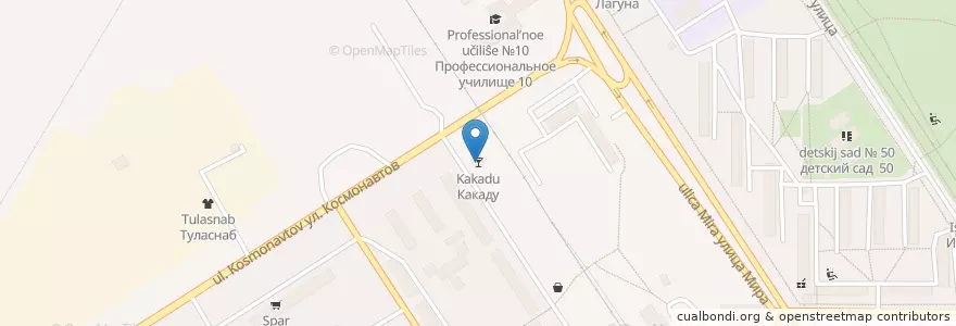 Mapa de ubicacion de Какаду en Rusia, Distrito Federal Central, Óblast De Tula, Городской Округ Новомосковск.
