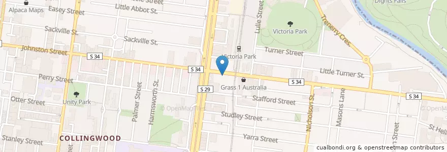 Mapa de ubicacion de Bomb Cafe en オーストラリア, ビクトリア, City Of Yarra.