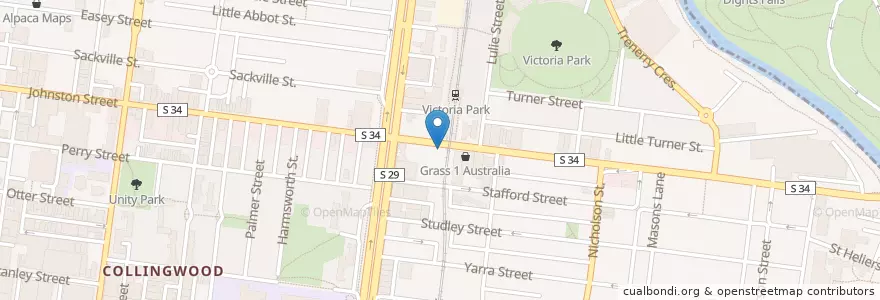 Mapa de ubicacion de Rita's Cafeteria en Australia, Victoria, City Of Yarra.