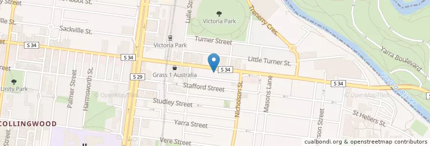 Mapa de ubicacion de Yarra Hotel en オーストラリア, ビクトリア, City Of Yarra.