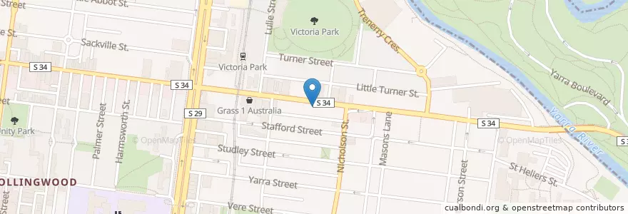 Mapa de ubicacion de Pack & Send en Austrália, Victoria, City Of Yarra.