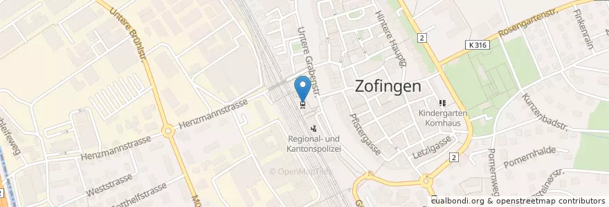 Mapa de ubicacion de Caffé Piccolo Bar en 瑞士, Aargau, Bezirk Zofingen, Zofingen.