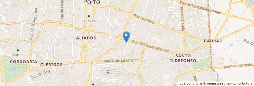 Mapa de ubicacion de Pitch Club en ポルトガル, ノルテ, Área Metropolitana Do Porto, Porto, Porto, Cedofeita, Santo Ildefonso, Sé, Miragaia, São Nicolau E Vitória.