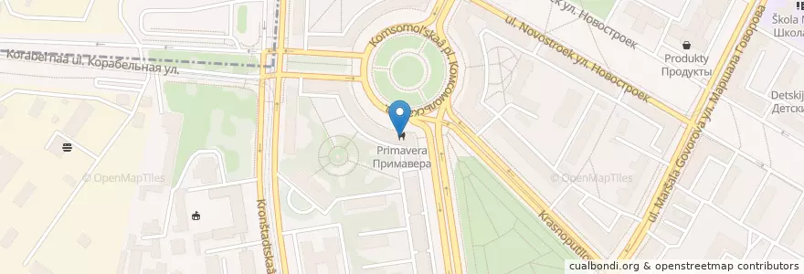 Mapa de ubicacion de Примавера en Russland, Föderationskreis Nordwest, Oblast Leningrad, Sankt Petersburg, Кировский Район, Округ Автово.