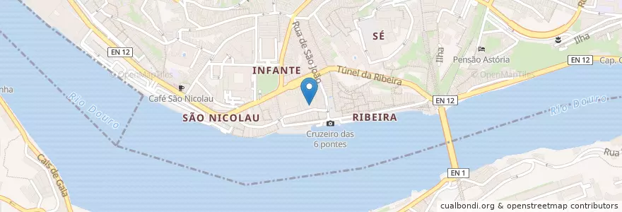 Mapa de ubicacion de Aniki Bobó en Portugal, Norte, Porto, Área Metropolitana Do Porto, Porto, Vila Nova De Gaia, Santa Marinha E São Pedro Da Afurada.