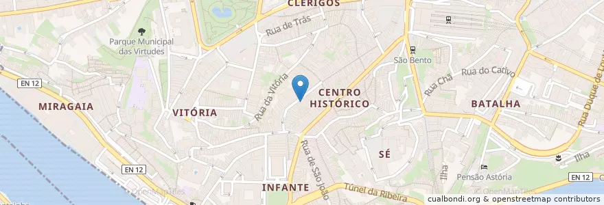 Mapa de ubicacion de Aparte en ポルトガル, ノルテ, Área Metropolitana Do Porto, Porto, Porto, Cedofeita, Santo Ildefonso, Sé, Miragaia, São Nicolau E Vitória.