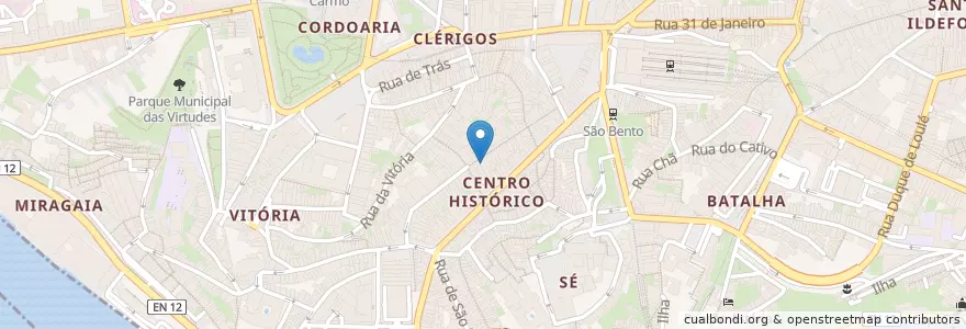 Mapa de ubicacion de Farmácia Parente en البرتغال, المنطقة الشمالية (البرتغال), Área Metropolitana Do Porto, بورتو, بورتو, Cedofeita, Santo Ildefonso, Sé, Miragaia, São Nicolau E Vitória.