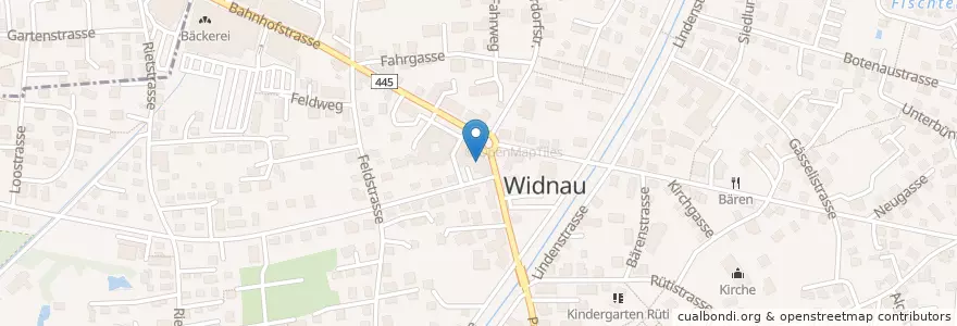 Mapa de ubicacion de Wydenaussaal en Suisse, Saint-Gall, Wahlkreis Rheintal, Widnau.