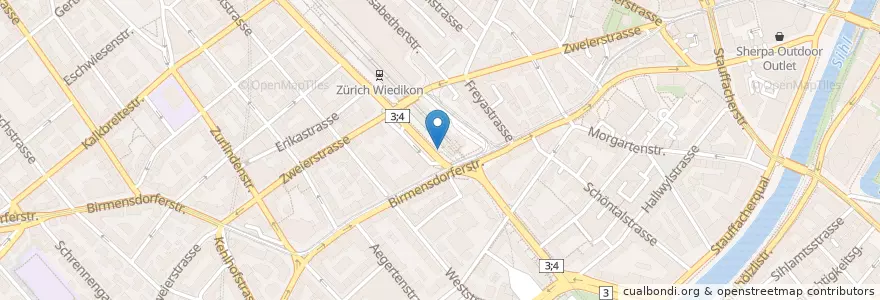 Mapa de ubicacion de Liegender (zweiteiliges Werk) en Schweiz/Suisse/Svizzera/Svizra, Zürich, Bezirk Zürich, Zürich.