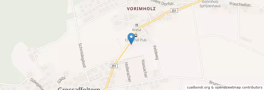 Mapa de ubicacion de Churchill Pub en İsviçre, Bern/Berne, Verwaltungsregion Seeland, Verwaltungskreis Seeland, Grossaffoltern.
