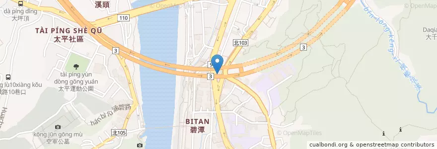 Mapa de ubicacion de 葳尼斯牛排義大利麵 en تايوان, تايبيه الجديدة, 新店區.