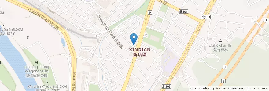 Mapa de ubicacion de 星巴克 en 台湾, 新北市, 新店区.