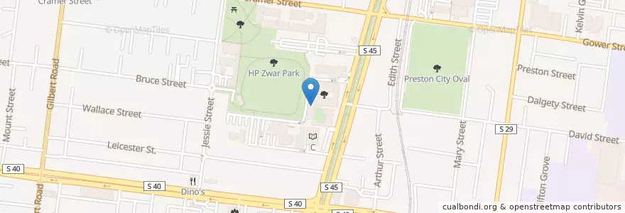 Mapa de ubicacion de Preston Cafeteria en Australia, Victoria, City Of Darebin.