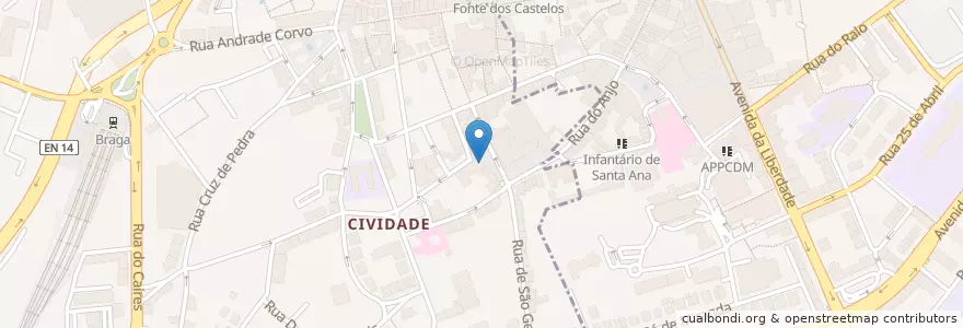 Mapa de ubicacion de Manjar de Braga-Take Away en Португалия, Северный, Braga, Каваду, Braga, Maximinos, Sé E Cividade, São José De São Lázaro E São João Do Souto.