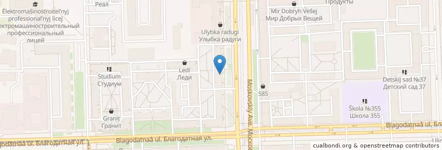 Mapa de ubicacion de Евразия en Russia, Northwestern Federal District, Leningrad Oblast, Saint Petersburg, Московский Район, Округ Московская Застава.