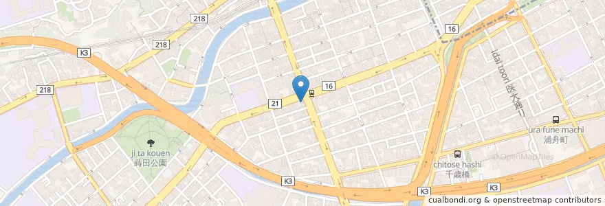 Mapa de ubicacion de サンマー麺にこだわった店 en 日本, 神奈川県, 横浜市, 南区.