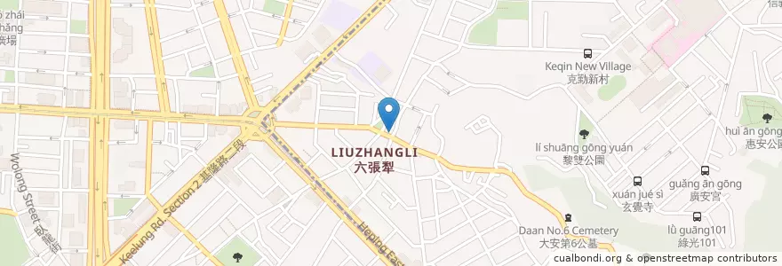 Mapa de ubicacion de 六張犁饅頭店 en Taiwan, 新北市, Taipei, 大安區.