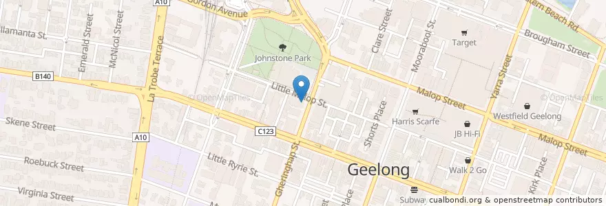 Mapa de ubicacion de Courthouse Cafe en Australien, Victoria, City Of Greater Geelong.