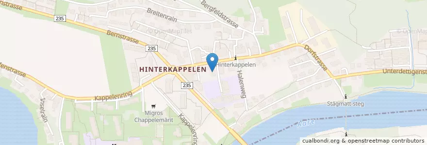 Mapa de ubicacion de Polizeiwache Hinterkappelen (Wohlen) en Schweiz, Bern, Verwaltungsregion Bern-Mittelland, Verwaltungskreis Bern-Mittelland, Wohlen Bei Bern.