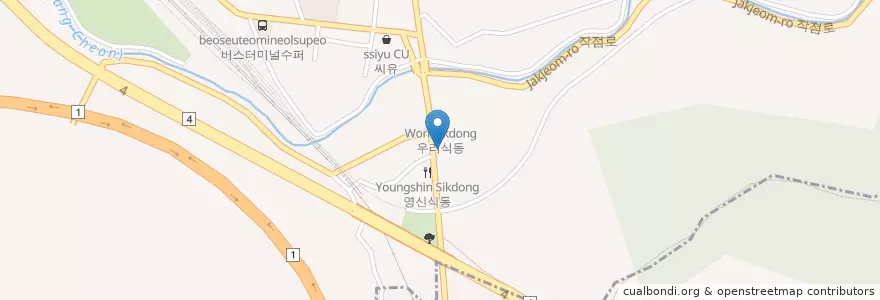 Mapa de ubicacion de 영하식당 en Südkorea, Chungcheongbuk-Do, 영동군.