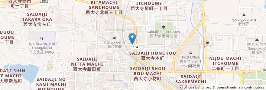 Mapa de ubicacion de ひらの en Japonya, 奈良県, 奈良市.