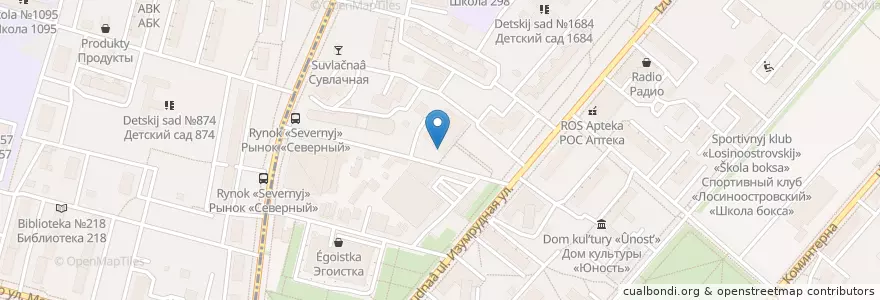Mapa de ubicacion de Кулинария en Russie, District Fédéral Central, Moscou, Северо-Восточный Административный Округ, Лосиноостровский Район, Бабушкинский Район.