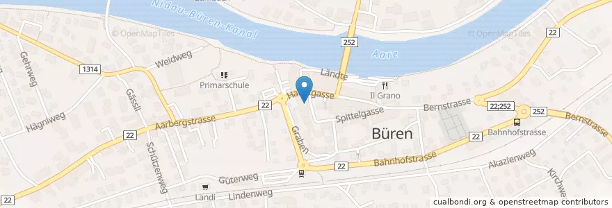 Mapa de ubicacion de Cafe Barista en Suiza, Berna, Verwaltungsregion Seeland, Verwaltungskreis Seeland, Büren An Der Aare.