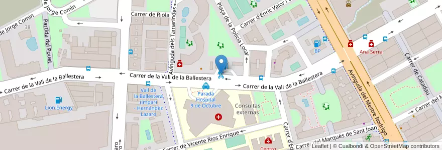 Mapa de ubicacion de 223 Vall de la Ballestera - Plaça de la Policia Local en 스페인, Comunitat Valenciana, València / Valencia, Comarca De València, València.