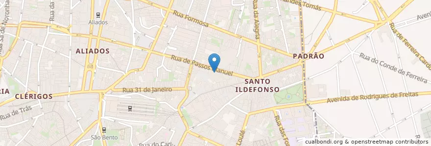 Mapa de ubicacion de Maus Hábitos en 葡萄牙, 北部大區, Área Metropolitana Do Porto, Porto, Porto, Cedofeita, Santo Ildefonso, Sé, Miragaia, São Nicolau E Vitória.