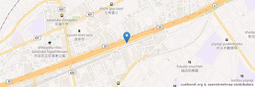 Mapa de ubicacion de コツ一丁ラーメン en Japonya, 東京都, 渋谷区.
