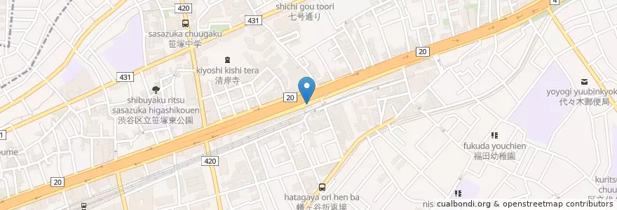 Mapa de ubicacion de ステーキてっぺい en ژاپن, 東京都, 渋谷区.
