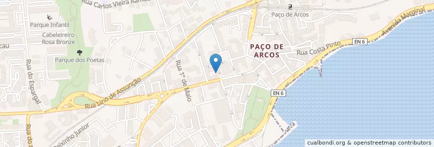 Mapa de ubicacion de Correios Paço De Arcos en Portugal, Metropolregion Lissabon, Lissabon, Großraum Lissabon, Oeiras, Oeiras E São Julião Da Barra, Paço De Arcos E Caxias.