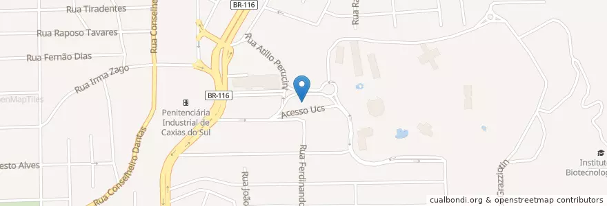 Mapa de ubicacion de Terminal Rodoviário da UCS en البَرَازِيل, المنطقة الجنوبية, ريو غراندي دو سول, Região Geográfica Imediata De Caxias Do Sul, Região Geográfica Intermediária De Caxias Do Sul, Caxias Do Sul.