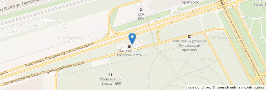 Mapa de ubicacion de Газпромнефть en Rússia, Distrito Federal Central, Москва, Западный Административный Округ, Район Фили-Давыдково.