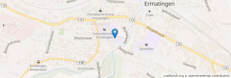 Mapa de ubicacion de Primarschule Ermatingen en Suiza, Turgovia, Bezirk Kreuzlingen, Ermatingen.