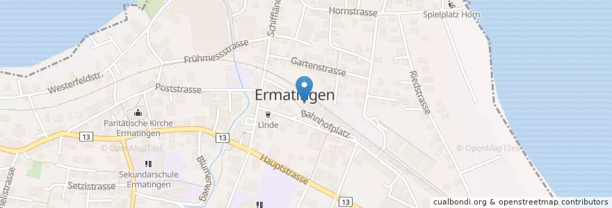 Mapa de ubicacion de Kiosk Ermatingen en 스위스, Thurgau, Bezirk Kreuzlingen, Ermatingen.