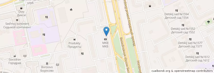 Mapa de ubicacion de МКБ en Russia, Distretto Federale Centrale, Москва, Южный Административный Округ, Район Братеево.