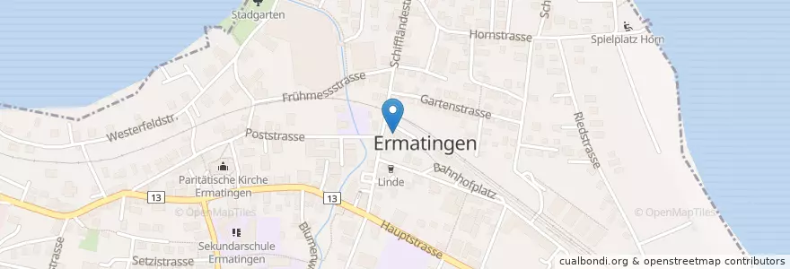 Mapa de ubicacion de Post Ermatingen en Suisse, Thurgovie, Bezirk Kreuzlingen, Ermatingen.